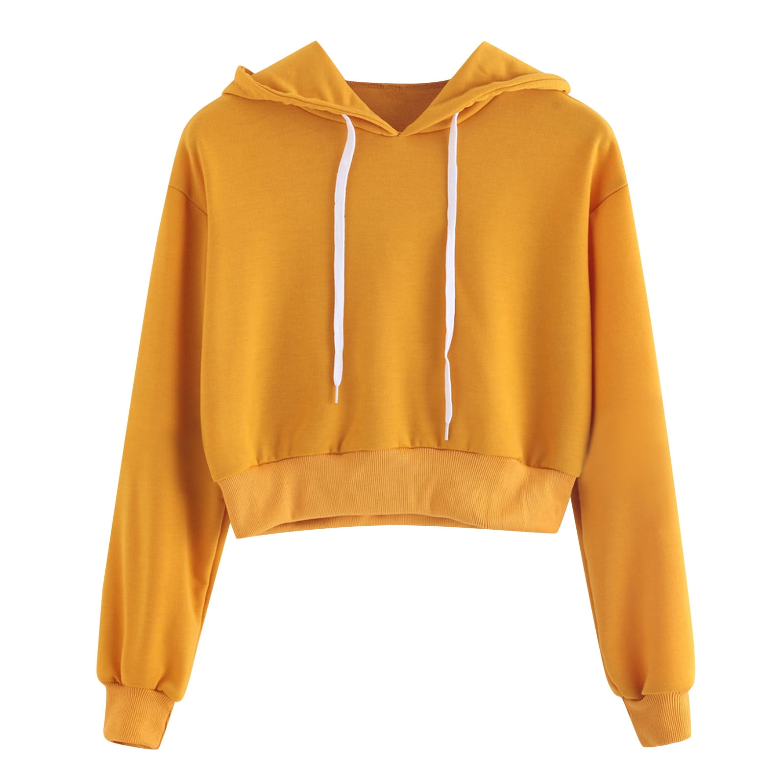 Mustard yellow cropped store hoodie