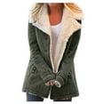 thumbnail image 1 of Shiusina winter coats forwomen Women Plus Size Winter Warm Composite PlushButton Lapels Jacket Outwearcoat Army Green, 1 of 6