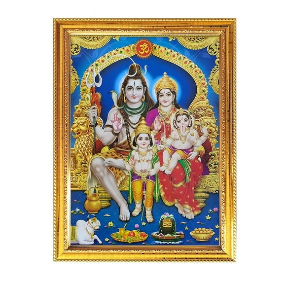 Shiv Pariwar Religious Photo Puja Room Temple Wall Hanging Gift Home Decor Frame Worship 11.8 X 15.7