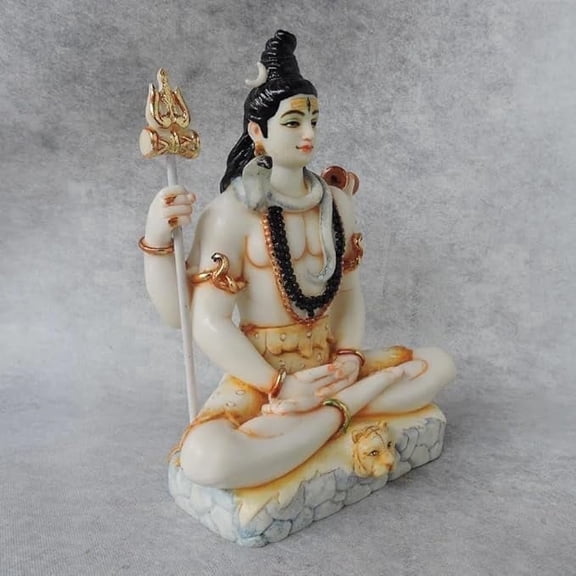 Shiv Shanker Mahadev Idol Statue – Marble Dust Decorative Figurine for Home Temple, Meditation Space, Desk & Spiritual Home Decor