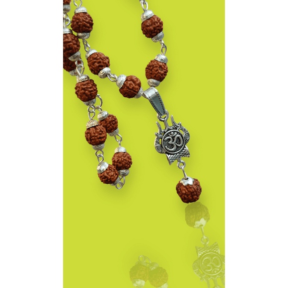 Shiv Trishul Indian Spiritual Pendant Necklace For Spiritual Growth & Energy Rudraksha Necklace