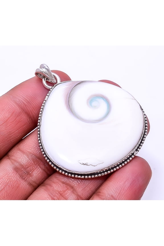 Shiva Eye Shell-Turkey 925 Sterling Silver Pendant 2.03", Off White Shiva Eye Shell Pendant P_9362_373_58