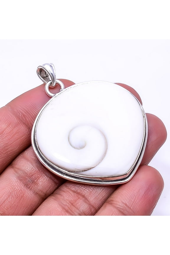 Shiva Eye Shell-Turkey 925 Sterling Silver Pendant 2.03", Off White Shiva Eye Shell Pendant P_9362_373_7, New Year Sale, Valentin's Day Gift