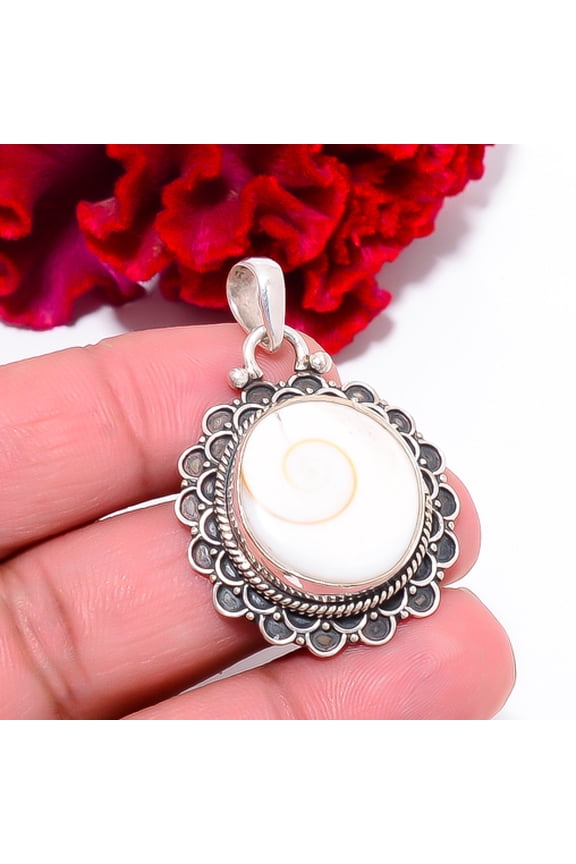Shiva Eye Shell-Turkey Designer Handmade 925 Sterling Silver Pendant 1.72" P99985, Christmas Gift