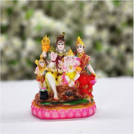 Shiva Family Statue Lord Shiva Parivar Idol Lord Shiv, Parvati, Ganesha & Parvati Statue Hindu God Goddess Sculpture Indian God Statue Indian Handcrafted Decor Temple Mandir Decor - AtoZ India Cart