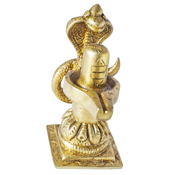 3" Shiva Linga with Snake Crowning It (Small Statue) In Brass | Handmade | Made in India