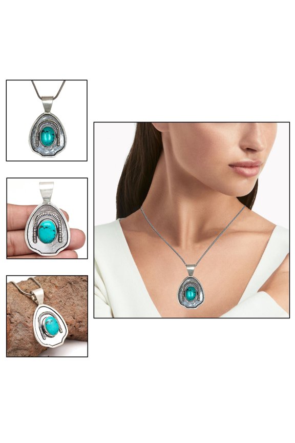 Shiva Shell Gemstone Unisex Women's Gift For Her Silver Jewelry Pendant 2"