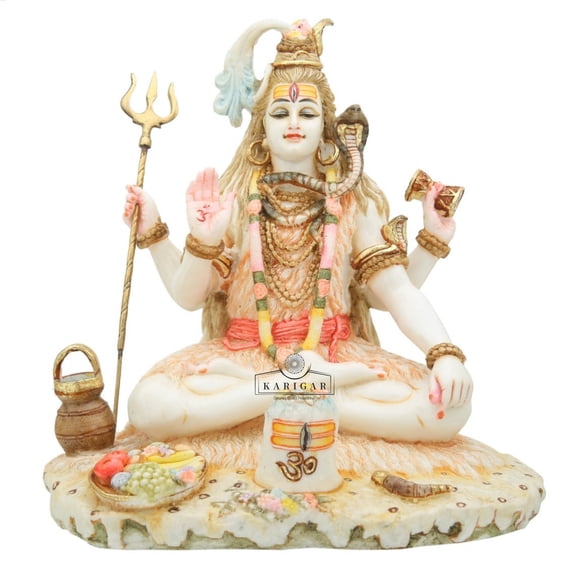 Shiva Statue 9 inches Mahadev Idol Shankar Sculpture Bholenath Hindu Religious God Deity Shiv Murti Marble Hindu god yoga meditation Large Lord Shiva idol figurine Home Temple Pooja Housewarming Gifts