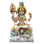 Shiva Statue Murti 18 inches Mahadev Idol Shankar Sculpture Bholenath Hindu Religious God Deity Shiv Statue Marble Hindu god of yoga meditation Large Shiva idol figurine Temple Pooja Housewarming Gift