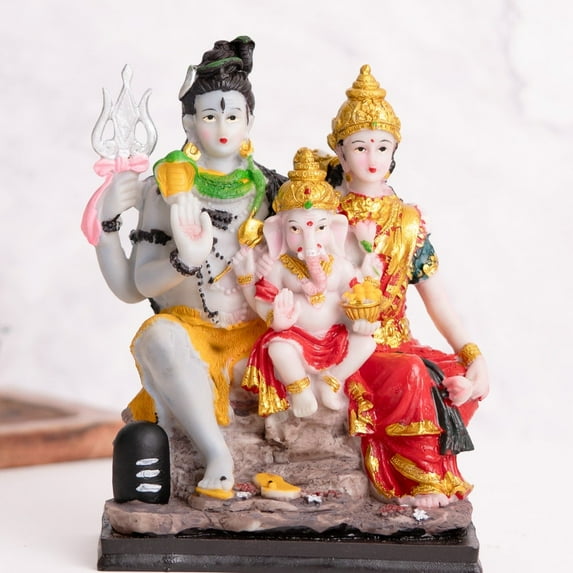 Shiva parvati ganesha family statue, 20 cm high, pooja room décor, shiv figurine, indian hindu god idol, mandir diwali decor