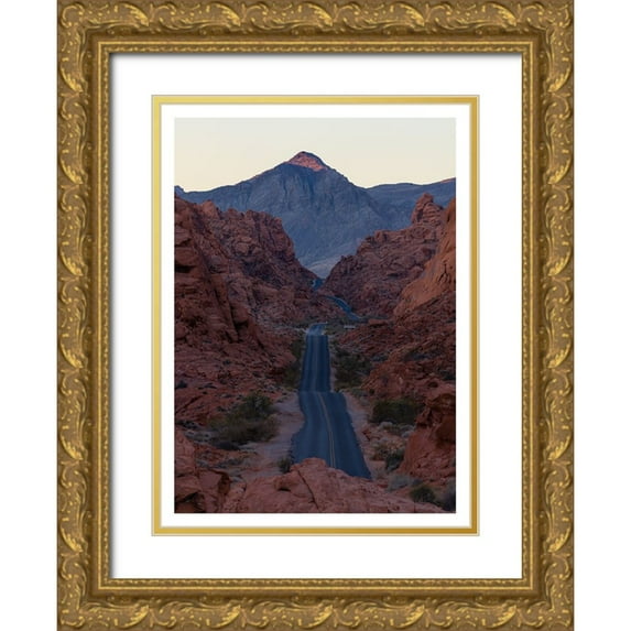 Shivalkar, Anand 19x24 Gold Ornate Wood Framed with Double Matting Museum Art Print Titled - Sunrise @ Valley of Fire