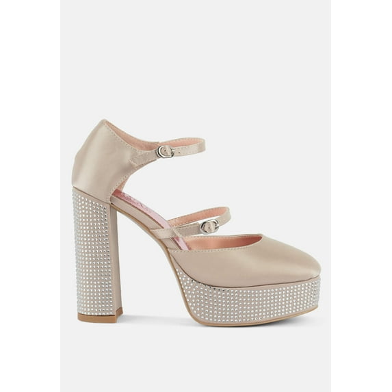 Shiver Rhinestones Embellished Platform Mary Jane Sandals