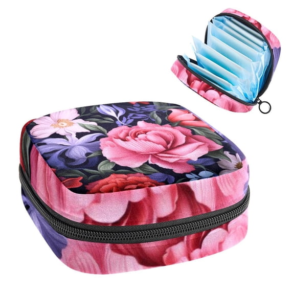 Shivering Small Bag Sanitary Napkin Bag Mini Pouch for Purse Small Storage Bag Pouch Case, Made of Velvet, Sponge, Oxford Fabric, 4.7x6.6x6.6 in