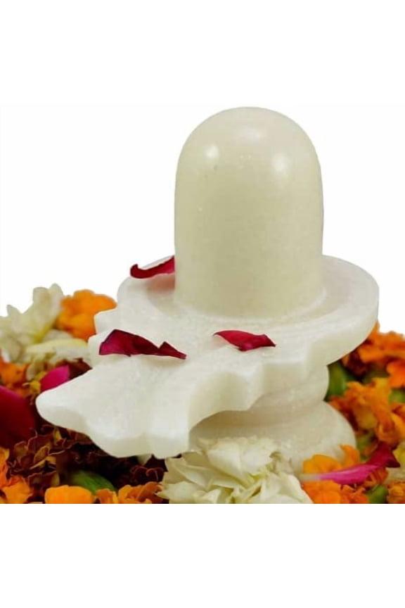 Shivling (Approx. 4 Inches) White Marble Stone Shivalingam
