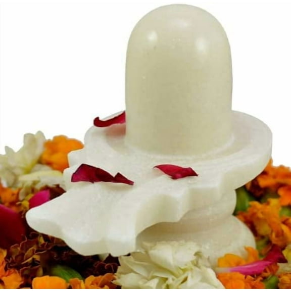 Shivling (Approx. 4 Inches) White Marble Stone Shivalingam