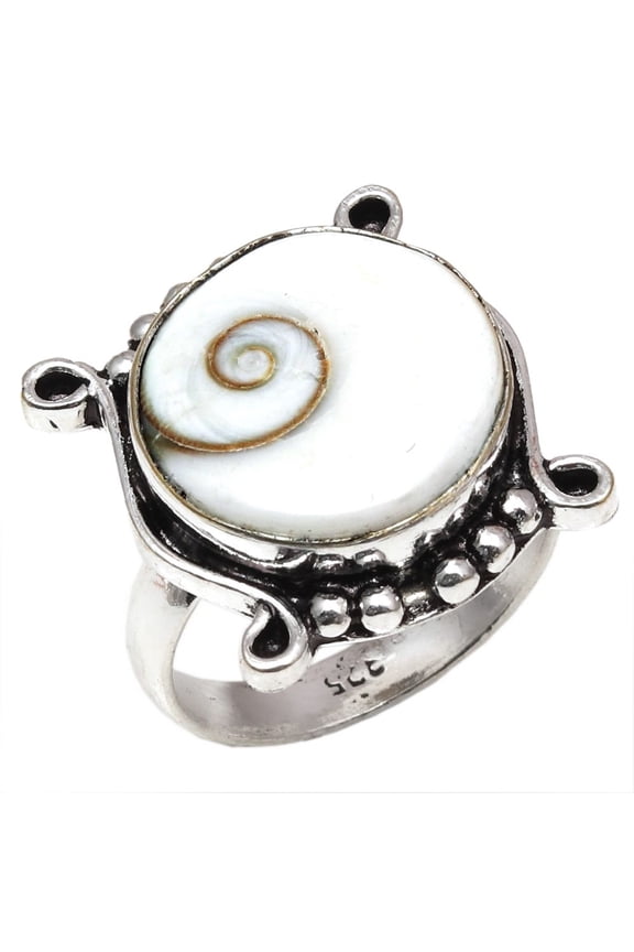 Shivya Gomti Chakra Gemstone Handmade Mother Day Silver Jewelry Rings "6.5"
