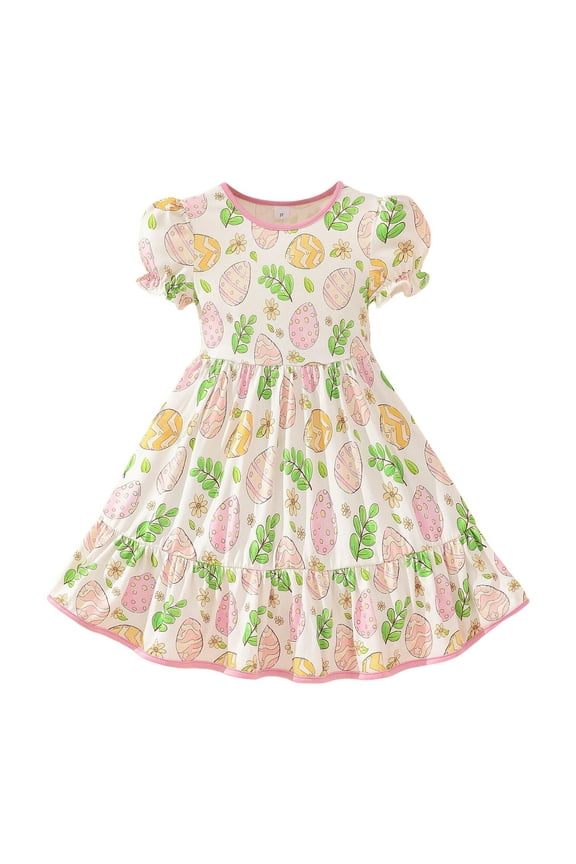 Shixinnn Toddler Girls Short Sleeve Prints Dress Dance Party Dresses Clothes Frock Baby