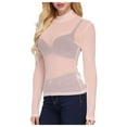 thumbnail image 1 of Shixinnn Womens Long Sleeve High Neck Arm Shaper Top Sheer Mesh Yoke Casual Blouse Shirt Visit The Nobility Store Waist Trainer, 1 of 6