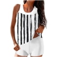 thumbnail image 1 of Ashyfjp Bathing Suits for Women Striped Scoop Neck Tankini Top with Swim Shorts Womens Modest Two-piece Swimsuit, Size S-XXL, 1 of 5