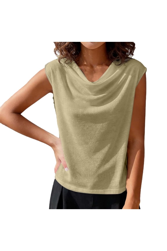 Camisole Tops for Women Trendy Solid Color Sleeveless Cowl Neck Tops Casual Soft Comfortable Blouses for Women, Size S-XL