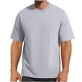 thumbnail image 1 of Ashyfjp Mens Short Sleeved T-shirts Solid Color Round Neck Tee-shirts Summer Casual Fashion Breathable Soft Tops, Gray, S, 1 of 3