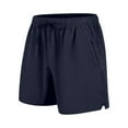 thumbnail image 1 of Shiyifun Mens Shorts Gym, Solid Color Elastic Drawstring Waist Short Pants, Comfortable Breathable for Outdoor or Indoor, Dark Blue, XL, 1 of 7
