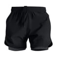 thumbnail image 1 of Ashyfjp Mens Shorts Gym, Solid Color Elastic Waist Running and Fitness Short Pants with Drawstring and Double-layer, Black, XL, 1 of 7