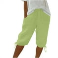 thumbnail image 1 of Ashyfjp Short Pants for Women Casual Solid Color Drawstring Elastic Waist Shorts with Drawstring Hems Womens Fashion Versatile Bermuda Shorts, Size S-3XL, 1 of 7