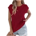 thumbnail image 1 of Ashyfjp Tops for Women Trendy, Womens Crochet Knit Tank Tops Sleeveless V Neck Blouse, Loose Fit Breathable Summer Shirts, Wine, XL, 1 of 8