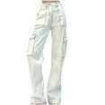 thumbnail image 1 of Ashyfjp Womens Cargo Jeans Casual Solid Color Long Pants with Multiple Pockets Trendy Versatile Daily Trousers for Women, Size S-XXL, 1 of 3