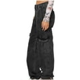 thumbnail image 1 of Ashyfjp Womens Cargo Jeans Casual Solid Color Long Pants with Multiple Pockets Trendy Versatile Daily Trousers for Women, Size S-XXL, 1 of 3