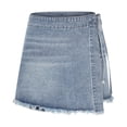 thumbnail image 1 of Ashyfjp Womens Shorts Casual Fashion Solid Color Zipper-Fastening Denim A-Line Skirt-Shorts with Pocket, Light Blue, M, 1 of 4