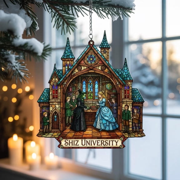Shiz University Acrylic Suncatcher, Wicked Musical Window Decor, Elphaba and Glinda Ornament, Broadway Witchy Art, Wizard of Oz Fan Gift