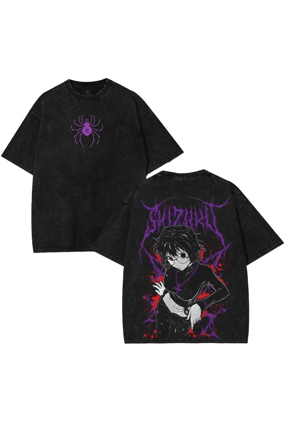 Shizuku Manga Graphic T-shirt Hunter×Hunter Anime Cool Washed Oversized T Shirt Men Women Clothing Cotton Short Sleeve Tees