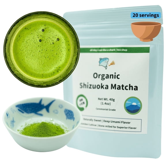 Shizuoka's Finest Organic Ceremonial Matcha - JAS Certified, Ceremonial Grade, Authentic Japanese Origin, 100% Pure matcha powder, 40 gram bag