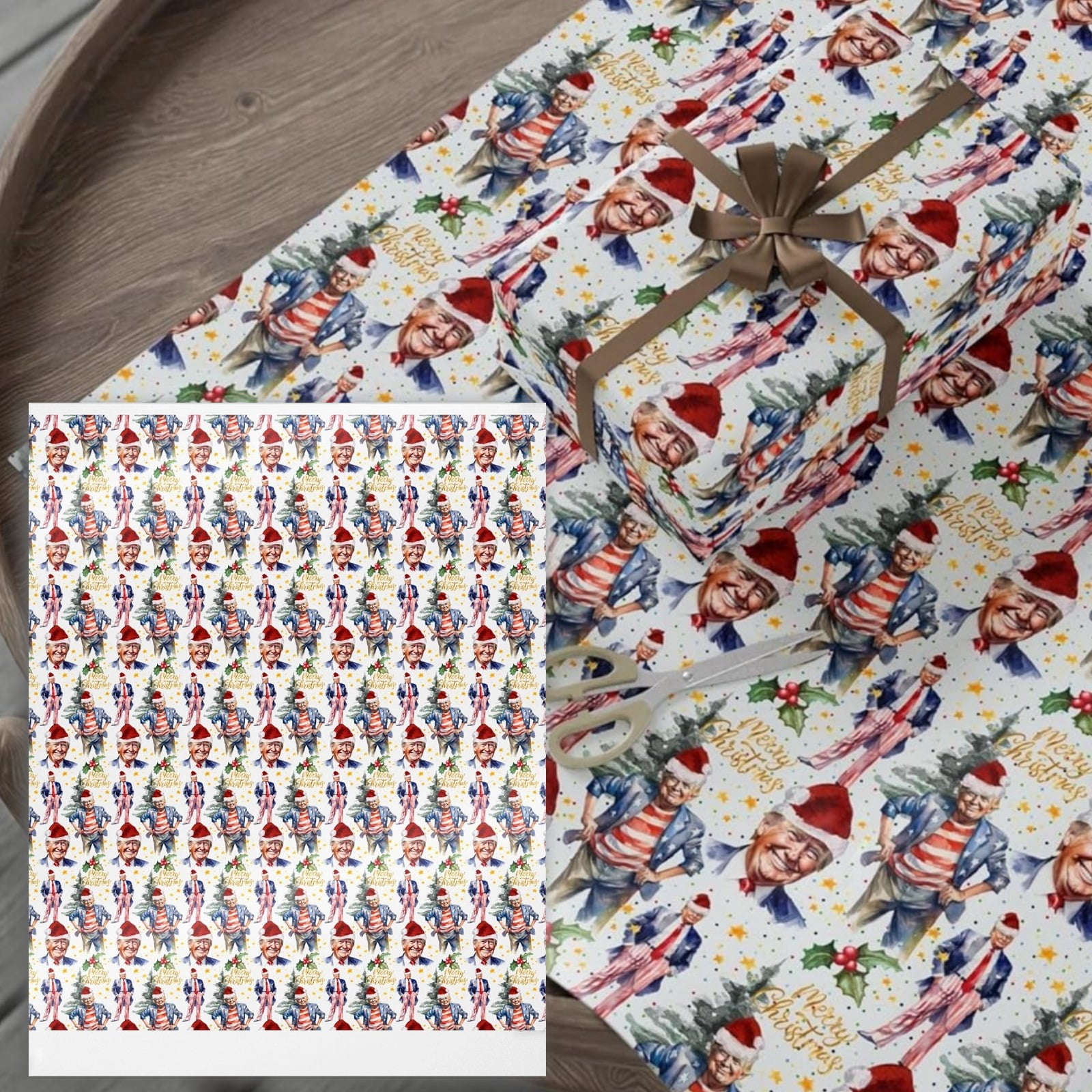 Shkhoas Christmas Trump Wrapping Paper President Gift Wrap Paper ...