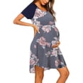 thumbnail image 1 of Shldybc 3 in 1 Maternity Nursing Nightgown Labor/Delivery Hospital Gown Flare Sleeve Pleated Breastfeeding Dress, Maternity Clothes, Summer Dress, 1 of 9