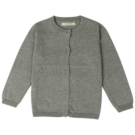 FAMTKT Baby Days Savings Toddler Baby Boys Girls Cardigan Baby Button-Down Basic Crew Neck Solid Color Cardigan Children's Sweater, Girls Cardigans( Dark Gray, 12-18 Months )