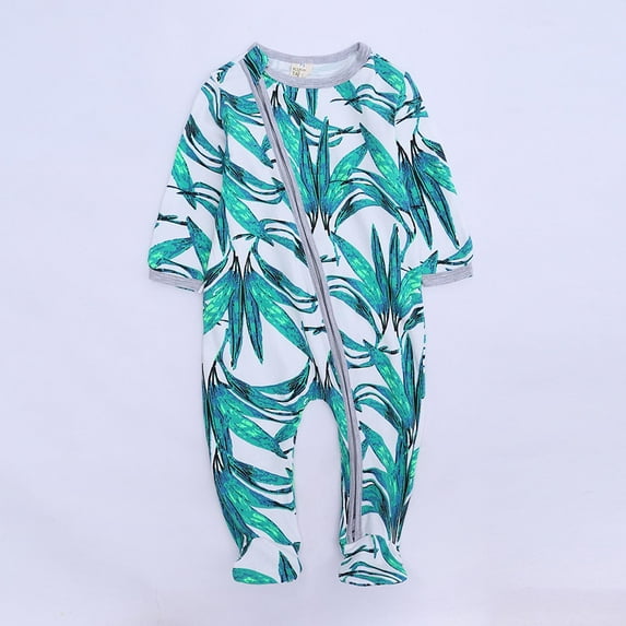 FAMTKT Baby Footie Pajamas Infant Girls Boys Footed Onesies Sleeper Newborn Cotton Sleepwear Outfits, Baby Pajamas( 9-12 Months, Green )