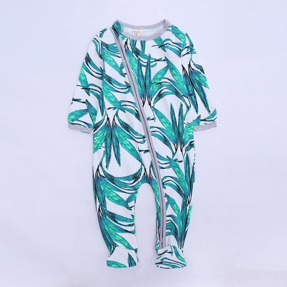 kladzum Baby Footie Pajamas Infant Girls Boys Footed Onesies Sleeper Newborn Cotton Sleepwear Outfits, Baby Pajamas on Clearance( 0-3 Months, Green )