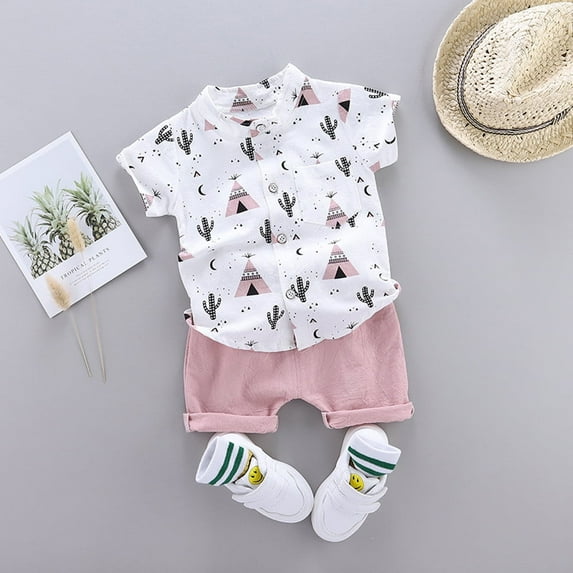 Shldybc Baby Girl Clothes Outfits Short Sets 2 Pieces with T-Shirt + Short Pants Summer Outfits