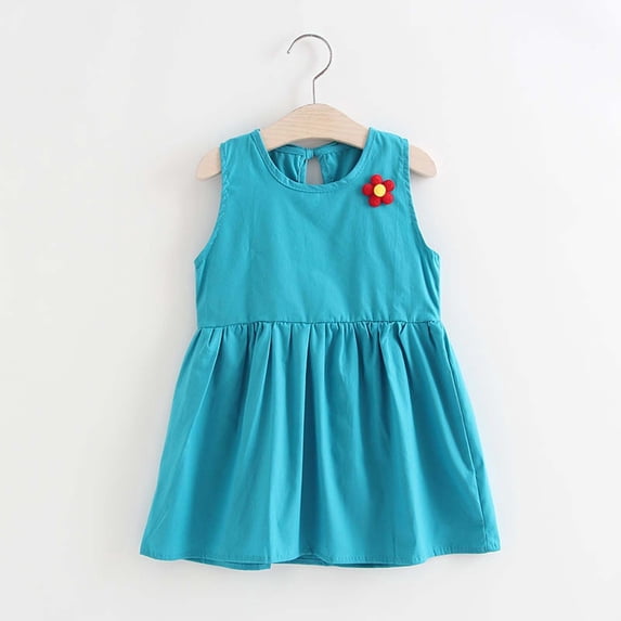 Shldybc Baby Girls Summer Sleeveless Dress Infant Crewneck Tank Dress Children's Clothing, Summer Savings Clearance( 6-12 Months, Green )