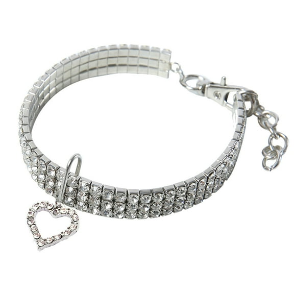 Shldybc Bling Rhinestones Pet Collars, Cute Mini Pet Dog Bling Rhinestone Chocker Collars Fancy Dog Necklace