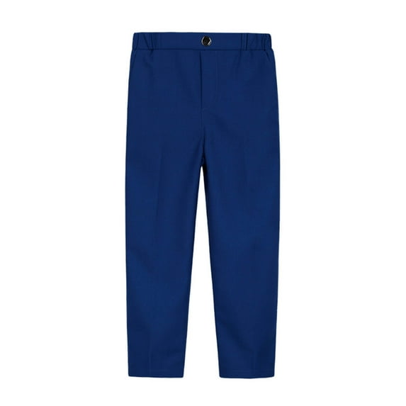 kladzum Boys' Flat Suit Dress Pant, Straight Leg Fit & Hemmed Bottom, Belt Loops & Functional Front Pockets, Boys Uniform Pants on Clearance( 12-13 Years, Dark Blue )