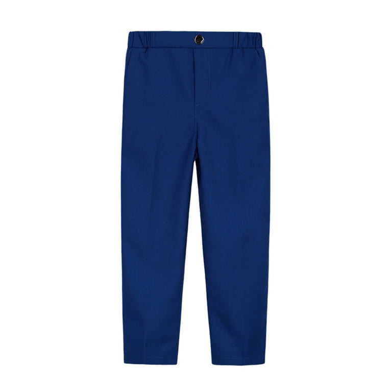 boys blue dress pants kladzum Boys' Flat Suit Dress Pant, Straight Leg Fit & Hemmed Bottom, Belt  Loops & Functional Front Pockets, Boys Uniform Pants on Clearance( 3-4  Years, Dark Blue )