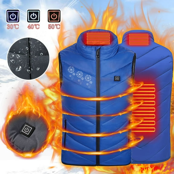 Shldybc Boys Girls Electric Heating Vest Kids Winter Warm USB Electric Heated Lightweight Rechargeable Heating Waistcoat Down Vest Jacket Coat( Blue, 4-5 Years )