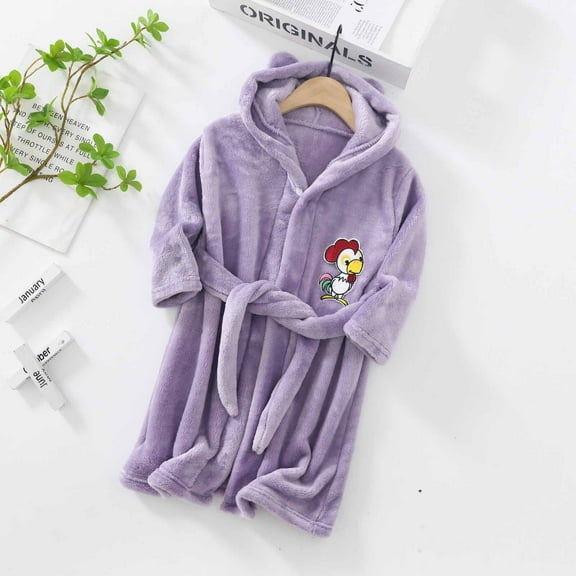 Shldybc Boys Girls Robe Toddler Kids Hooded Sleepwear Fleece Bathrobes Cute Housecoat Gowns Toddler Plush Pajamas Sleepwear Spa Robe Variety of Colors