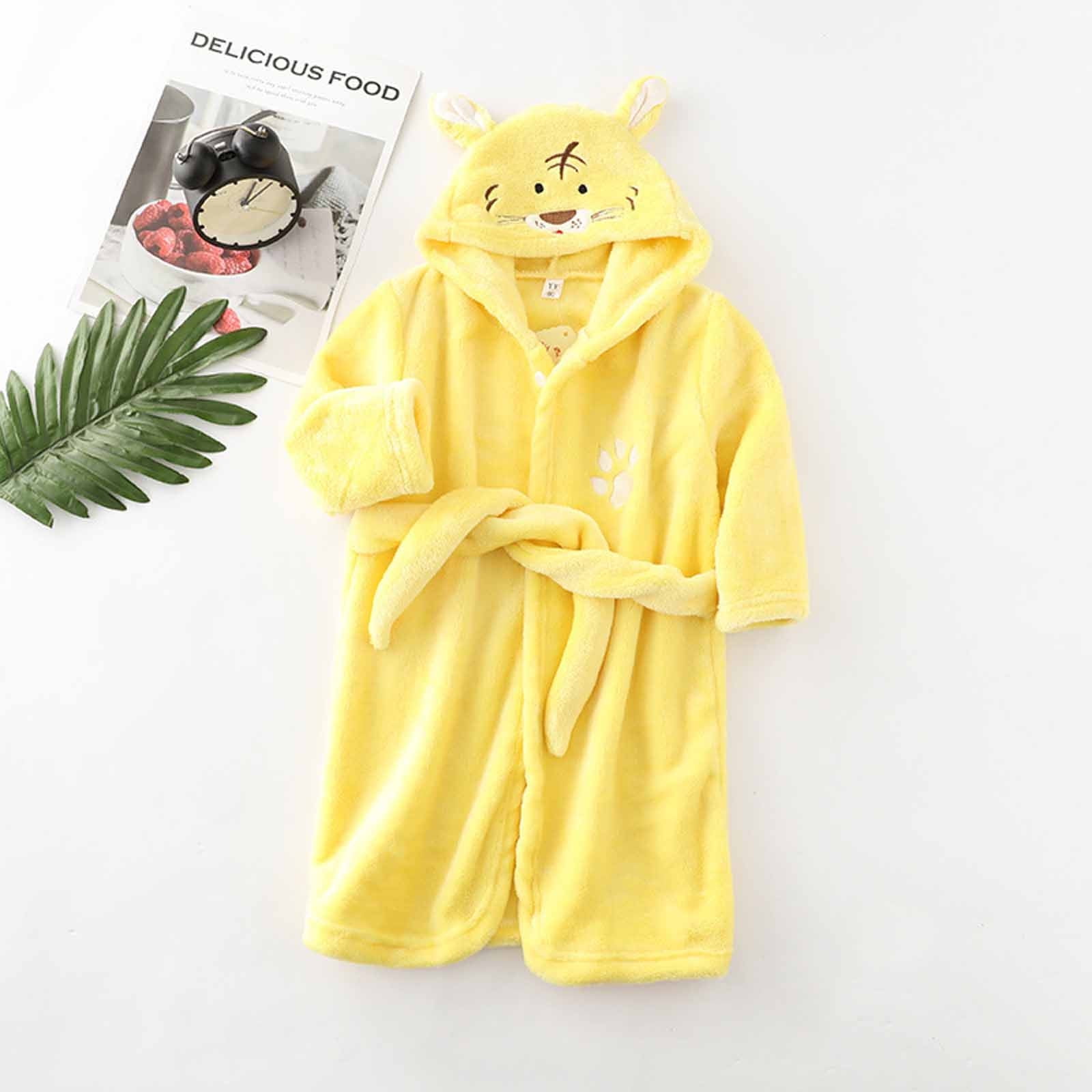 Shldybc Boys Girls Robe Toddler Kids Hooded Sleepwear Fleece Bathrobes ...