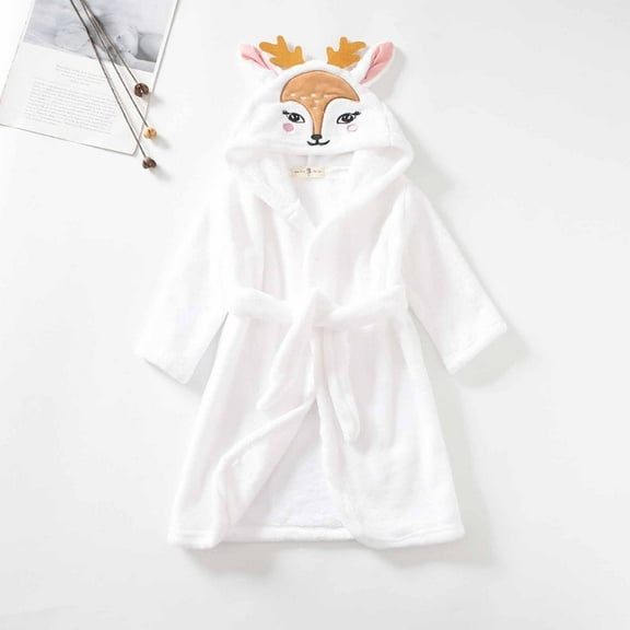 Shldybc Boys Girls Robe Toddler Kids Hooded Sleepwear Fleece Bathrobes Cute Housecoat Gowns Toddler Plush Pajamas Sleepwear Spa Robe Variety of Colors