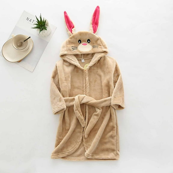 Shldybc Boys Girls Robe Toddler Kids Hooded Sleepwear Fleece Bathrobes Cute Housecoat Gowns Toddler Plush Pajamas Sleepwear Spa Robe Variety of Colors